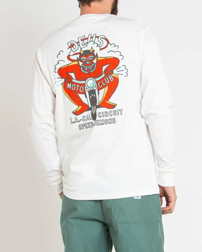 Mens Deus Ex Machina Tees Riding Hot Long Sleeve Tee 8211 Vintage White Vintage White Mens Deus Ex Machina Tees Riding Hot Long Sleeve Tee 8211 Vintage White Vintage White