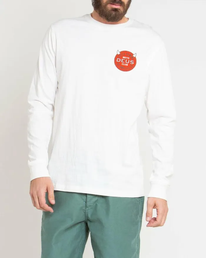 Mens Deus Ex Machina Tees Riding Hot Long Sleeve Tee 8211 Vintage White Vintage White Mens Deus Ex Machina Tees Riding Hot Long Sleeve Tee 8211 Vintage White Vintage White