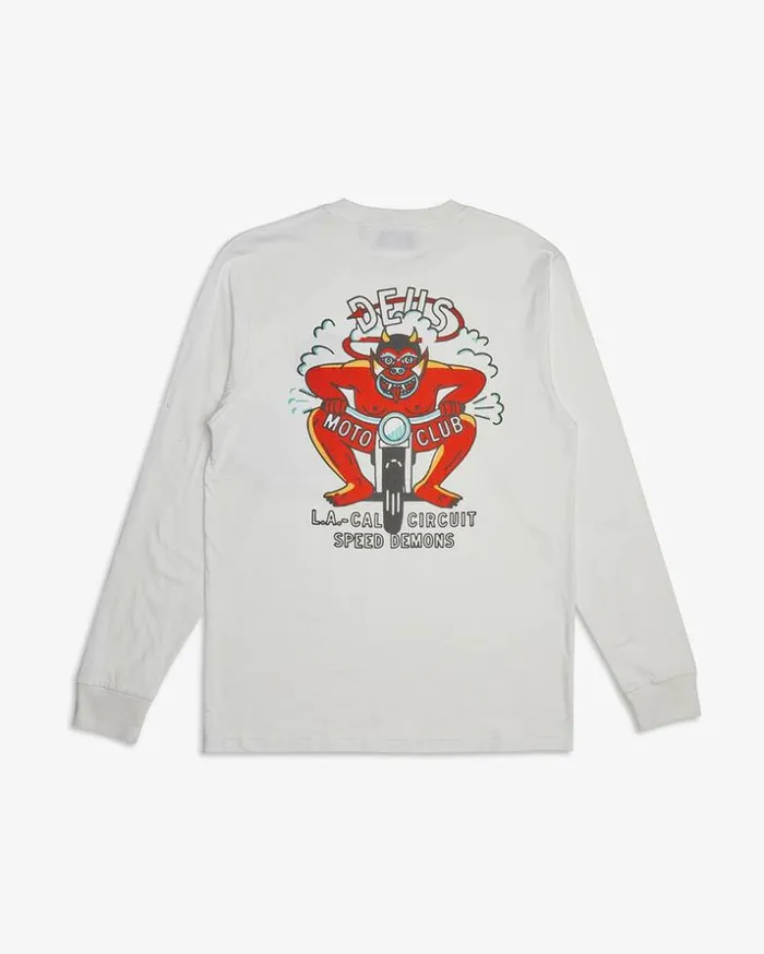 Mens Deus Ex Machina Tees Riding Hot Long Sleeve Tee 8211 Vintage White Vintage White Mens Deus Ex Machina Tees Riding Hot Long Sleeve Tee 8211 Vintage White Vintage White
