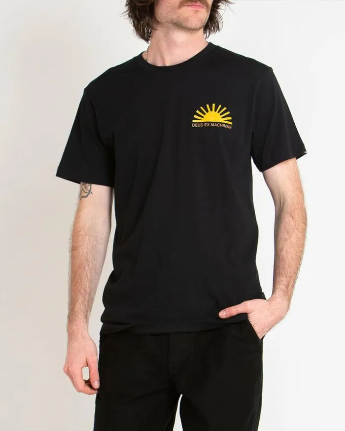 Mens Deus Ex Machina Tees Sunflare Tee 8211 Black Black