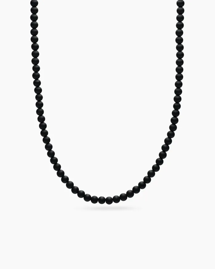 Mens Spiritual Beads Necklace With Sterling Silver 5mm Men David Yurman Bead