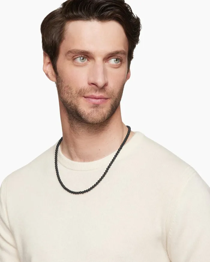 Mens Spiritual Beads Necklace With Sterling Silver 5mm Men David Yurman Bead