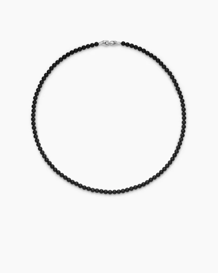 Mens Spiritual Beads Necklace With Sterling Silver 5mm Men David Yurman Bead