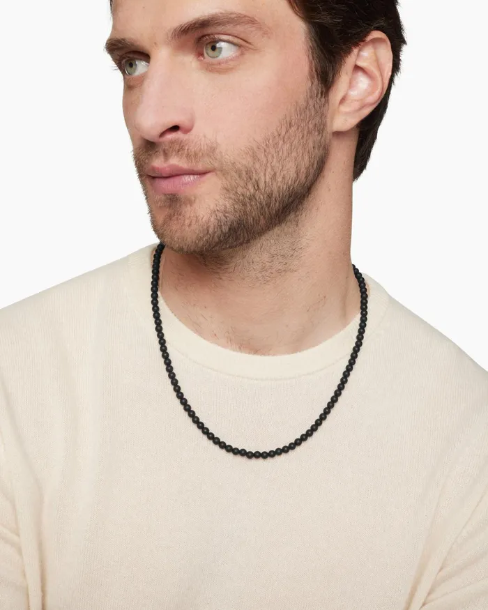 Mens Spiritual Beads Necklace With Sterling Silver 5mm Men David Yurman Bead