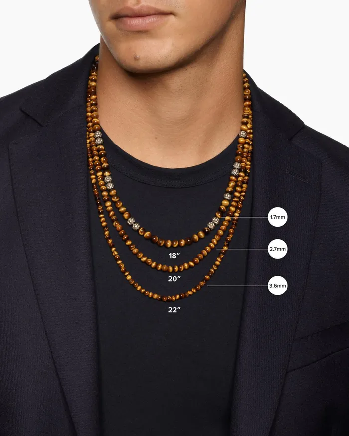 Mens Spiritual Beads Necklace With Sterling Silver 5mm Men David Yurman Bead