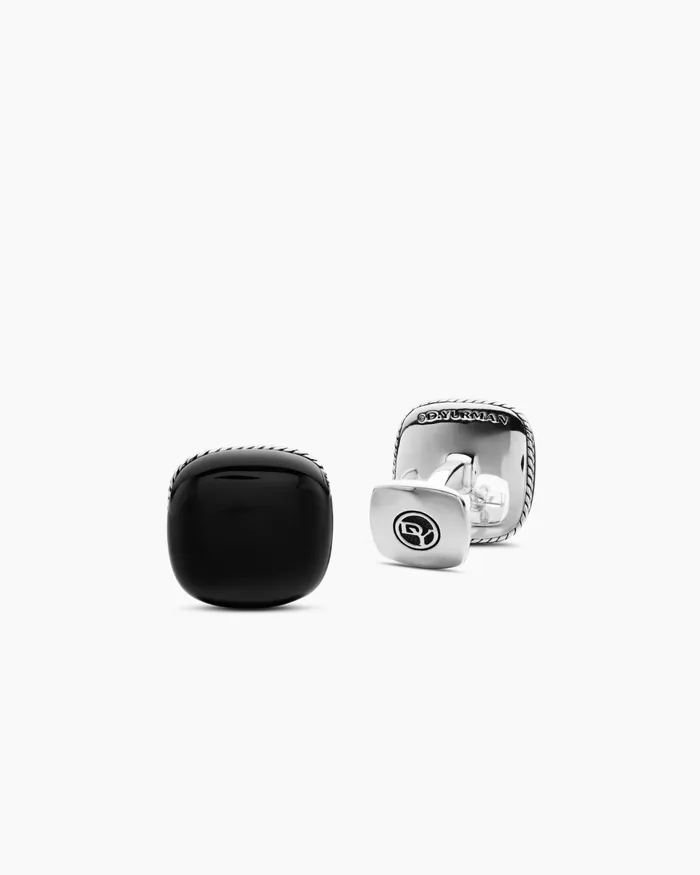 Mens Streamline Cushion Cufflinks In Sterling Silver With Black Onyx 17mm Men David Yurman Cufflinks Mens Streamline Cushion Cufflinks In Sterling Silver With Black Onyx 17mm Men David Yurman Cufflinks