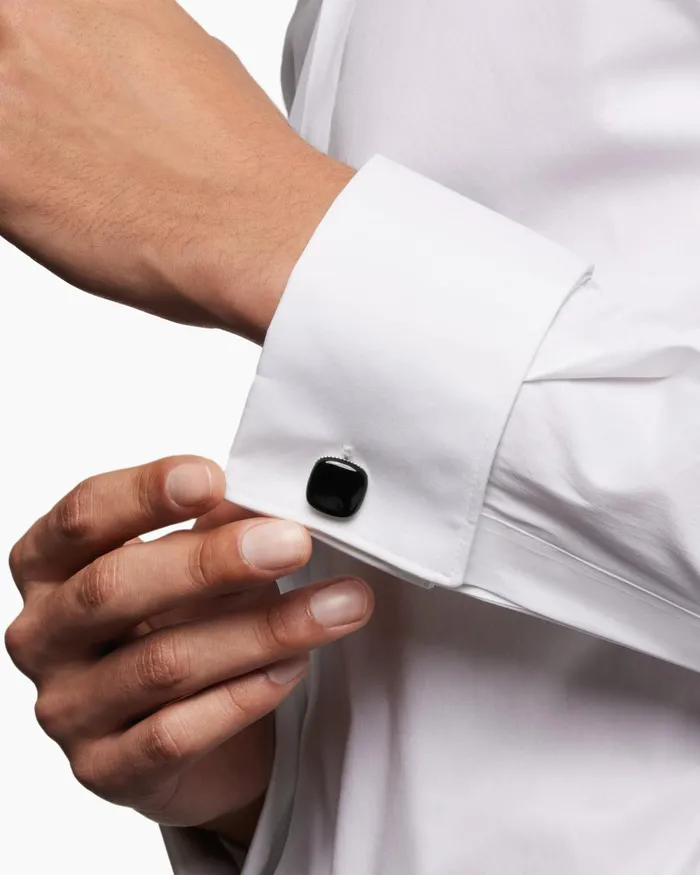 Mens Streamline Cushion Cufflinks In Sterling Silver With Black Onyx 17mm Men David Yurman Cufflinks Mens Streamline Cushion Cufflinks In Sterling Silver With Black Onyx 17mm Men David Yurman Cufflinks