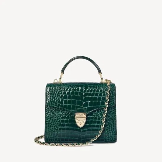 Midi Mayfair Bag Evergreen Patent Croc Women Aspinal Of London Shoulder