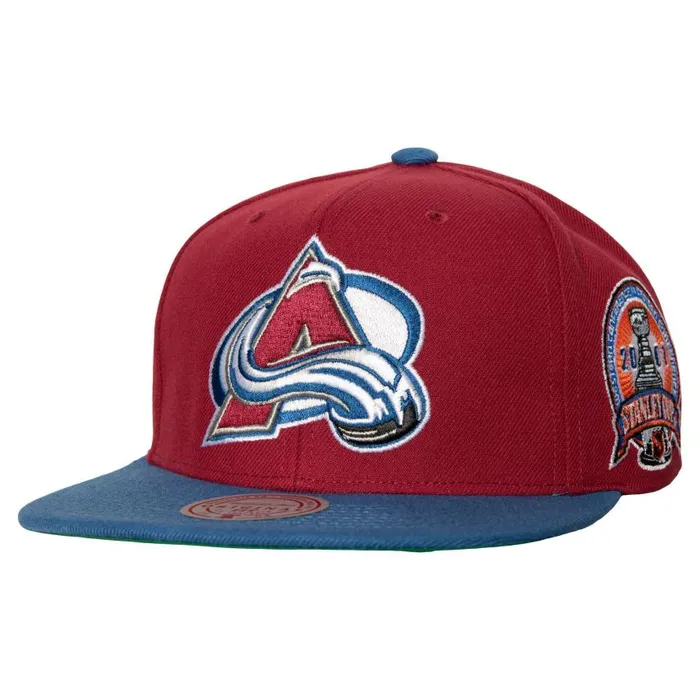 Mitchell and Ness 2 Tone Side Patch Snapback Colorado Avalanche Men Hats and Headwear Mitchell and Ness 2 Tone Side Patch Snapback Colorado Avalanche Men Hats and Headwear