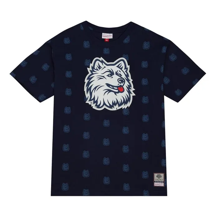 Mitchell and Ness AOP SS Top University Of Connecticut Men TShirts and Tops
