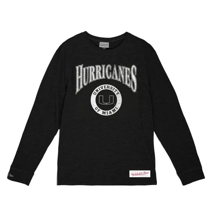 Mitchell and Ness Arched Logo Lockup Slub LS Tee University Of Miami Men TShirts and Tops Mitchell and Ness Arched Logo Lockup Slub LS Tee University Of Miami Men TShirts and Tops