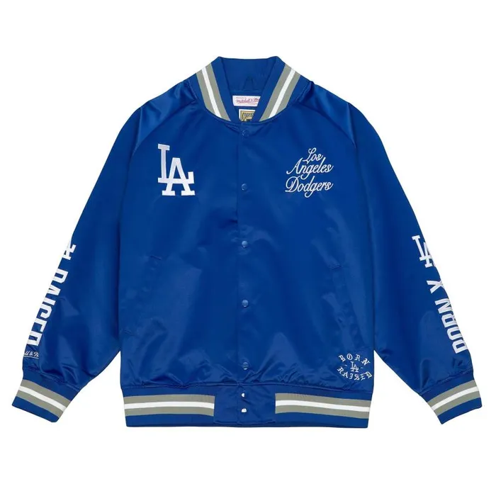 Mitchell and Ness BXR Pueblo Satin Jacket Los Angeles Dodgers Men Jackets and Outerwear Mitchell and Ness BXR Pueblo Satin Jacket Los Angeles Dodgers Men Jackets and Outerwear