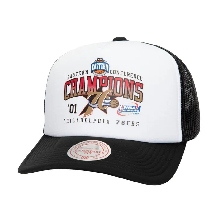 Mitchell and Ness Champions Trucker HWC Philadelphia 76ers Men Hats and Headwear Mitchell and Ness Champions Trucker HWC Philadelphia 76ers Men Hats and Headwear