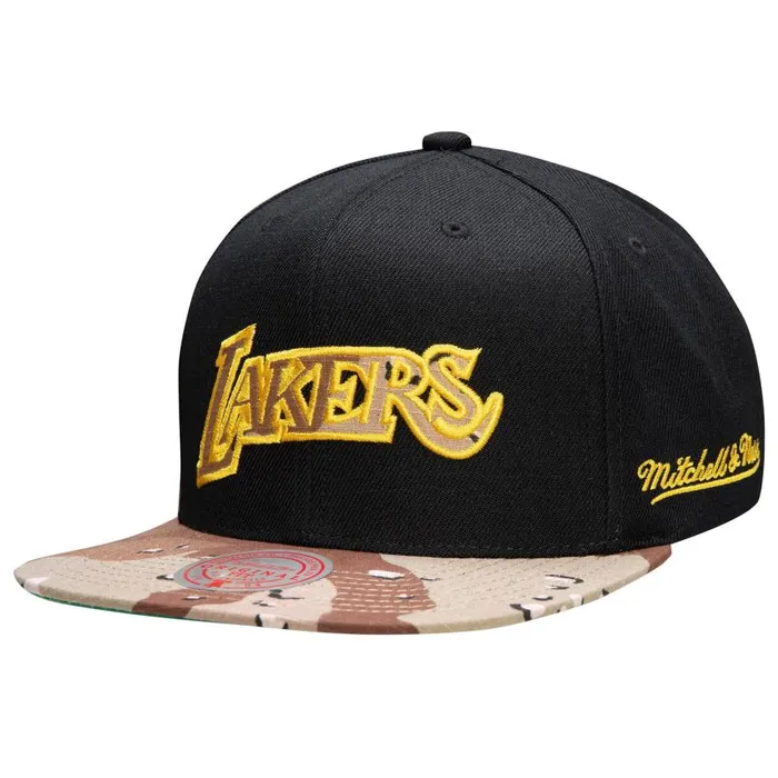 Mitchell and Ness Choco Camo Snapback HWC Los Angeles Lakers Men Hats and Headwear Mitchell and Ness Choco Camo Snapback HWC Los Angeles Lakers Men Hats and Headwear