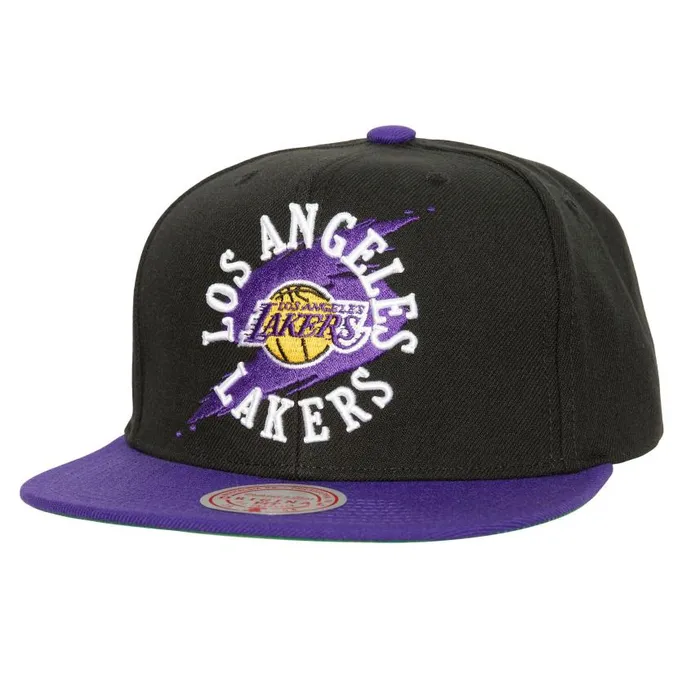 Mitchell and Ness Circle Splash Snapback Los Angeles Lakers Men Hats and Headwear Mitchell and Ness Circle Splash Snapback Los Angeles Lakers Men Hats and Headwear