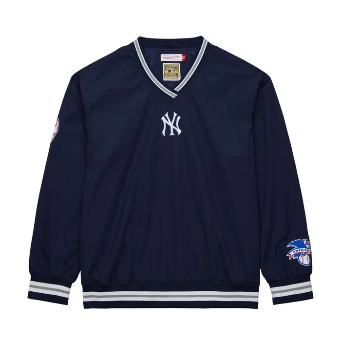 Mitchell and Ness Classic Nylon Pullover Vintage Logo New York Yankees Men Jackets and Outerwear