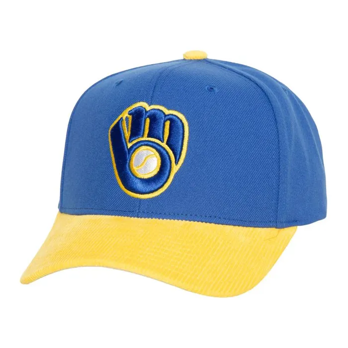 Mitchell and Ness Cord Pro Snapback Coop Milwaukee Brewers Men Hats and Headwear Mitchell and Ness Cord Pro Snapback Coop Milwaukee Brewers Men Hats and Headwear