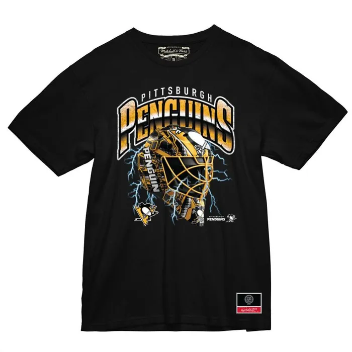 Mitchell and Ness Crease Lightning Tee Pittsburgh Penguins Men TShirts and Tops Mitchell and Ness Crease Lightning Tee Pittsburgh Penguins Men TShirts and Tops