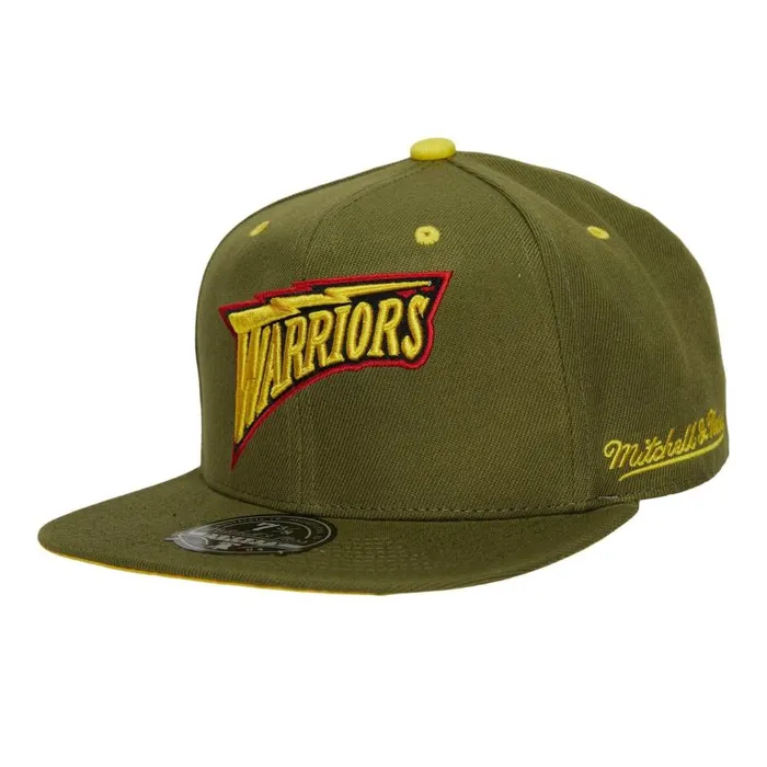 Mitchell and Ness Dusty Olive Fitted HWC Golden State Warriors Men Hats and Headwear Mitchell and Ness Dusty Olive Fitted HWC Golden State Warriors Men Hats and Headwear