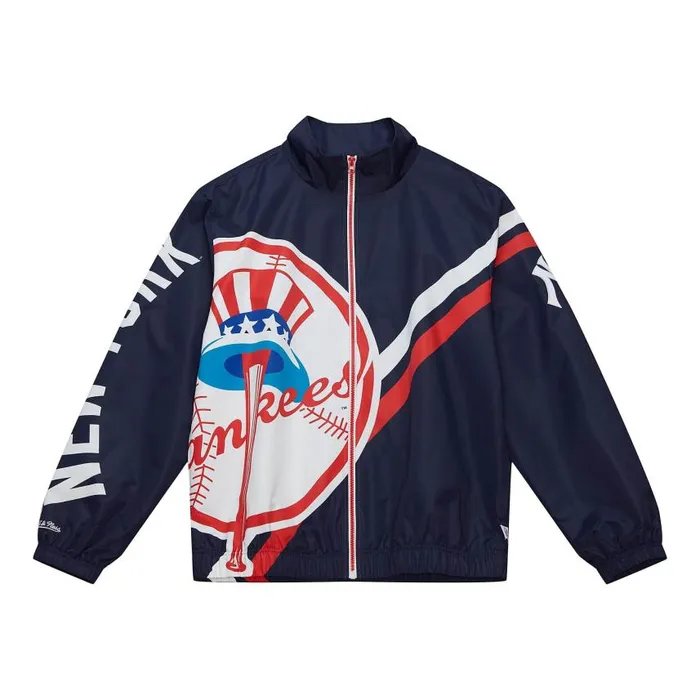 Mitchell and Ness Exploded Logo Warm Up Jacket New York Yankees Men Jackets and Outerwear Mitchell and Ness Exploded Logo Warm Up Jacket New York Yankees Men Jackets and Outerwear
