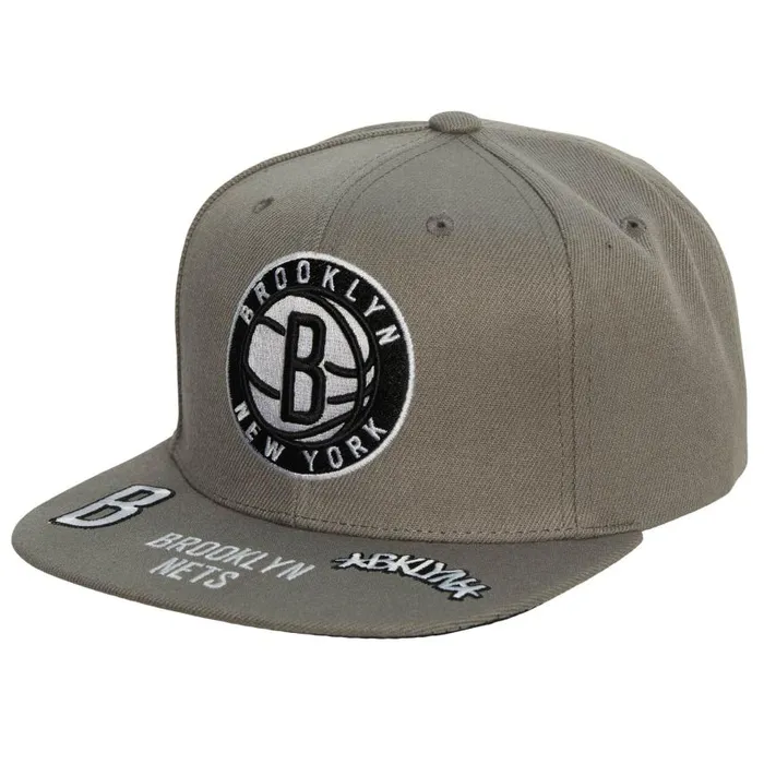Mitchell and Ness Front Face Snapback Brooklyn Nets Men Hats and Headwear