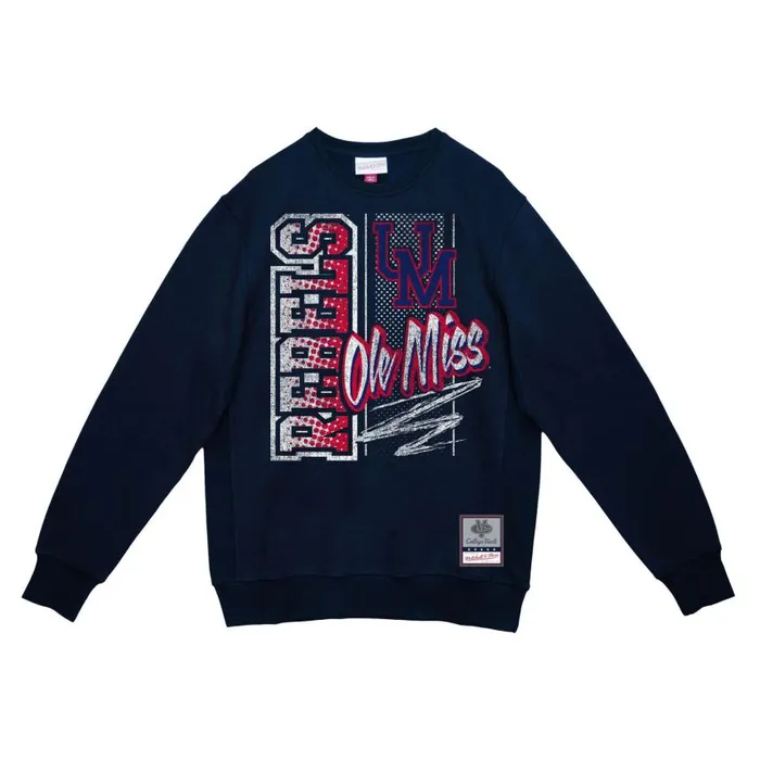 Mitchell and Ness Halftime Script Crew University Of Mississippi Men Hoodies and Sweatshirts Mitchell and Ness Halftime Script Crew University Of Mississippi Men Hoodies and Sweatshirts