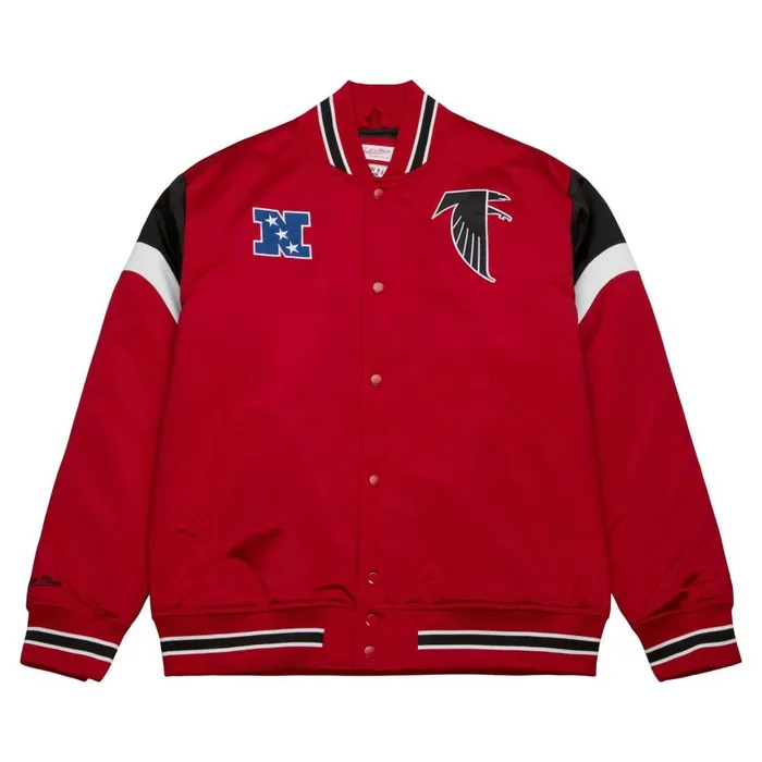 Mitchell and Ness Heavyweight Satin Jacket Atlanta Falcons Men Jackets and Outerwear Mitchell and Ness Heavyweight Satin Jacket Atlanta Falcons Men Jackets and Outerwear