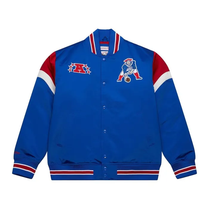 Mitchell and Ness Heavyweight Satin Jacket New England Patriots Men Jackets and Outerwear Mitchell and Ness Heavyweight Satin Jacket New England Patriots Men Jackets and Outerwear