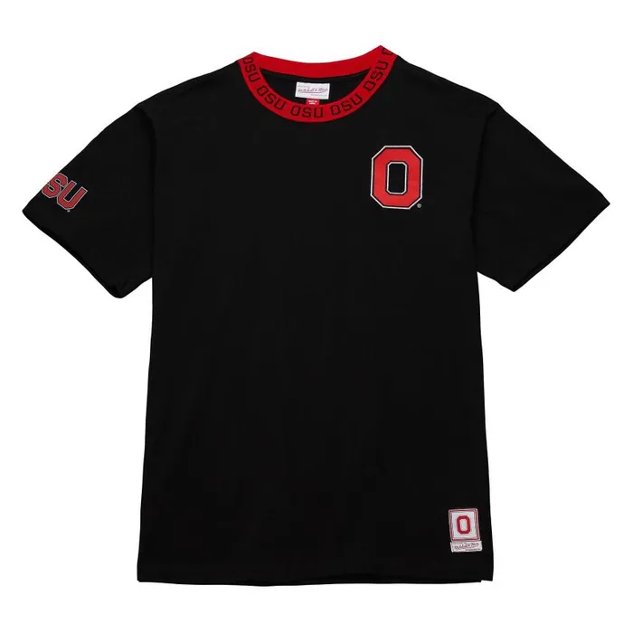 Mitchell and Ness Jacquard Ringer SS Tee Current Logo Ohio State Men TShirts and Tops Mitchell and Ness Jacquard Ringer SS Tee Current Logo Ohio State Men TShirts and Tops