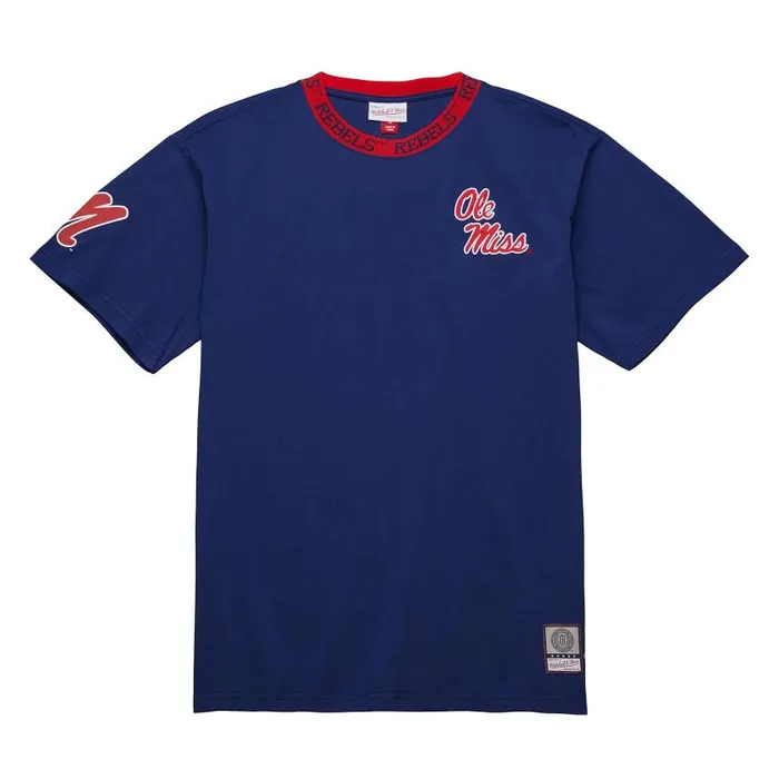 Mitchell and Ness Jaquard Ringer SS Tee Current Logo University Of Mississippi Men TShirts and Tops Mitchell and Ness Jaquard Ringer SS Tee Current Logo University Of Mississippi Men TShirts and Tops