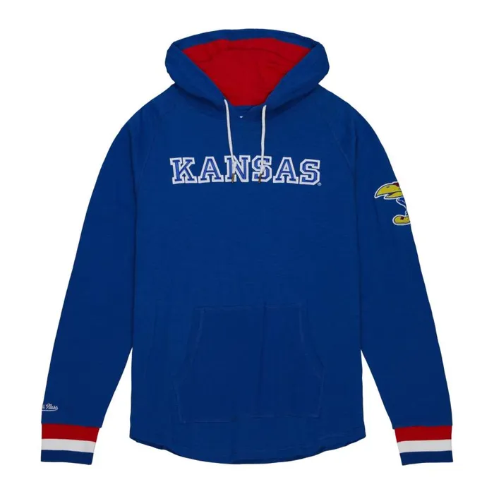 Mitchell and Ness Legendary Slub LS Hoodie University Of Kansas Men Hoodies and Sweatshirts