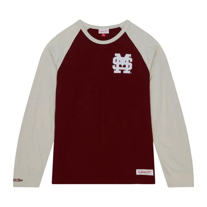 Mitchell and Ness Legendary Slub LS Tee Mississippi State University Men TShirts and Tops