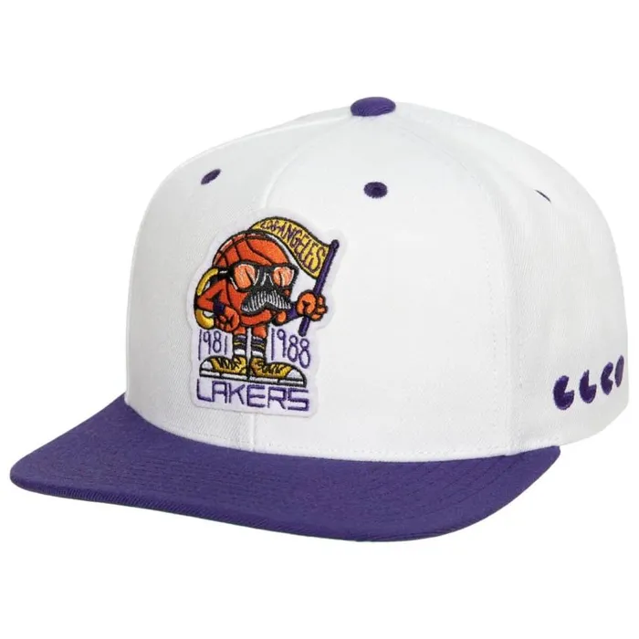 Mitchell and Ness MandN X GLCO Two Tone Snapback Los Angeles Lakers Kurt Rambis Men Hats and Headwear Mitchell and Ness MandN X GLCO Two Tone Snapback Los Angeles Lakers Kurt Rambis Men Hats and Headwear