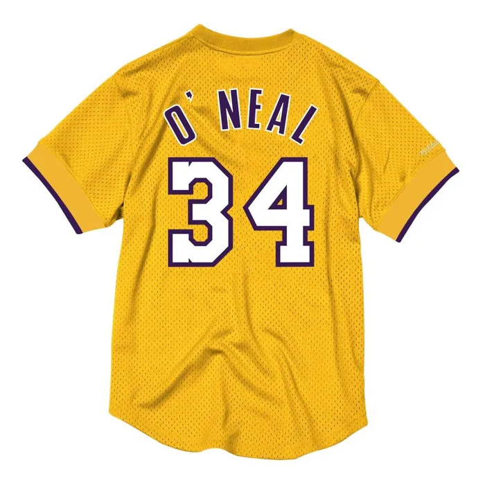 Mitchell and Ness Name and Number Mesh Crewneck Los Angeles Lakers Shaquille O039Neal Men TShirts and Tops Mitchell and Ness Name and Number Mesh Crewneck Los Angeles Lakers Shaquille O039Neal Men TShirts and Tops