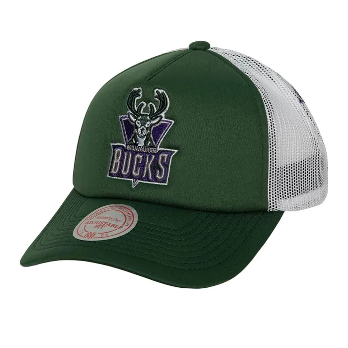 Mitchell and Ness Off The Backboard Trucker Snapback HWC Milwaukee Bucks Men Hats and Headwear Mitchell and Ness Off The Backboard Trucker Snapback HWC Milwaukee Bucks Men Hats and Headwear
