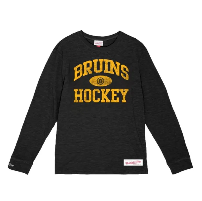 Mitchell and Ness Powerplay LS Slub Tee Boston Bruins Men TShirts and Tops
