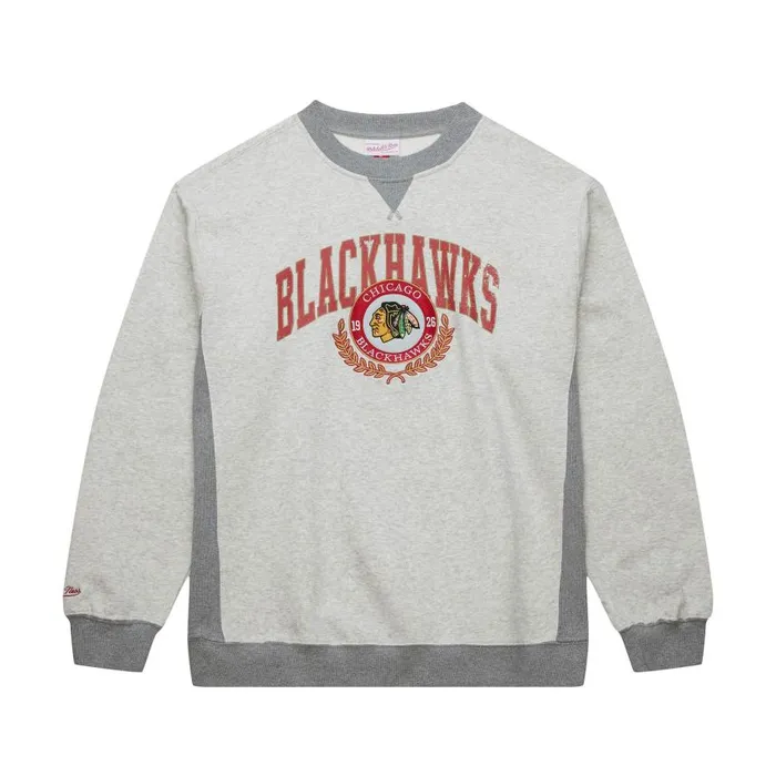 Mitchell and Ness Premium Fleece Crew Current Logo Chicago Blackhawks Men Hoodies and Sweatshirts Mitchell and Ness Premium Fleece Crew Current Logo Chicago Blackhawks Men Hoodies and Sweatshirts
