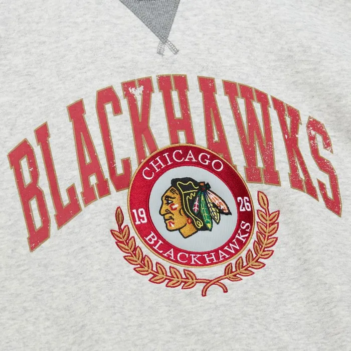 Mitchell and Ness Premium Fleece Crew Current Logo Chicago Blackhawks Men Hoodies and Sweatshirts Mitchell and Ness Premium Fleece Crew Current Logo Chicago Blackhawks Men Hoodies and Sweatshirts