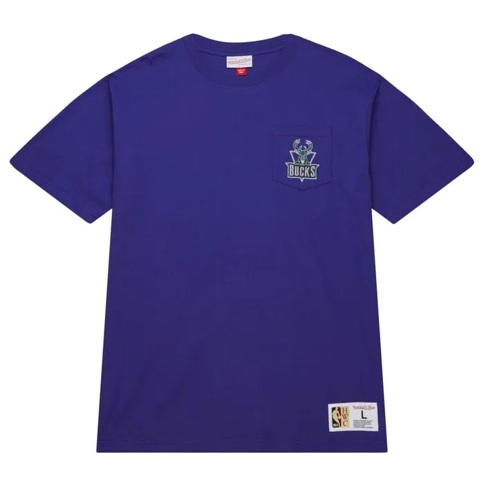 Mitchell and Ness Premium Pocket Tee Milwaukee Bucks Men TShirts and Tops
