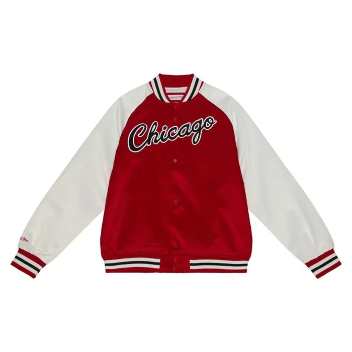 Mitchell and Ness Primetime Lightweight Satin Jacket Chicago Bulls Men Jackets and Outerwear