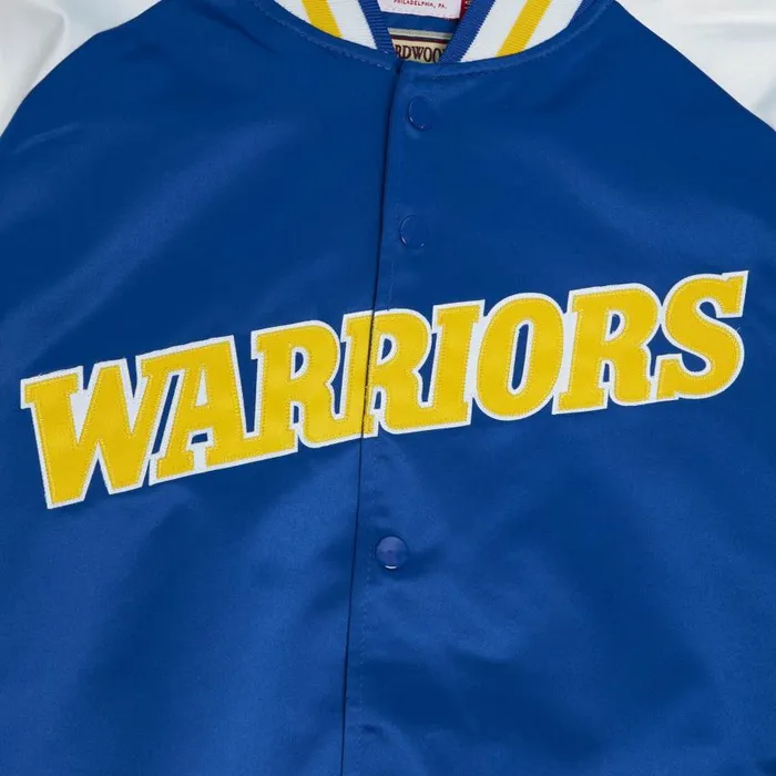 Mitchell and Ness Primetime Lightweight Satin Jacket Golden State Warriors Men Jackets and Outerwear Mitchell and Ness Primetime Lightweight Satin Jacket Golden State Warriors Men Jackets and Outerwear