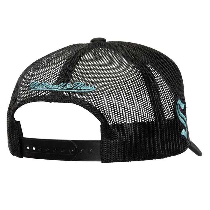 Mitchell and Ness Script Trucker Seattle Kraken Men Hats and Headwear Mitchell and Ness Script Trucker Seattle Kraken Men Hats and Headwear