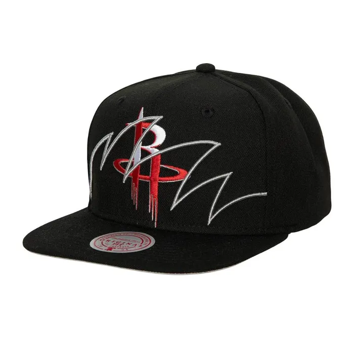 Mitchell and Ness Shark Bite Snapback Houston Rockets Men Hats and Headwear