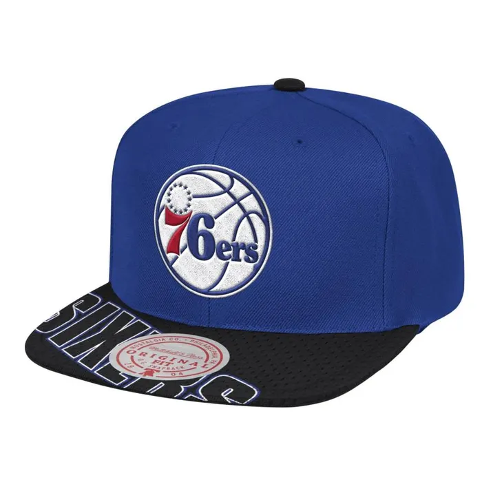 Mitchell and Ness Slash Century Snapback Philadelphia 76ers Men Hats and Headwear Mitchell and Ness Slash Century Snapback Philadelphia 76ers Men Hats and Headwear