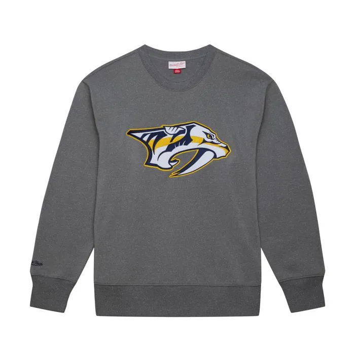 Mitchell and Ness Snow Washed Fleece Crew Current Logo Nashville Predators Men Hoodies and Sweatshirts Mitchell and Ness Snow Washed Fleece Crew Current Logo Nashville Predators Men Hoodies and Sweatshirts