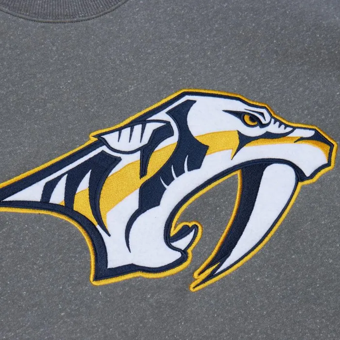 Mitchell and Ness Snow Washed Fleece Crew Current Logo Nashville Predators Men Hoodies and Sweatshirts Mitchell and Ness Snow Washed Fleece Crew Current Logo Nashville Predators Men Hoodies and Sweatshirts