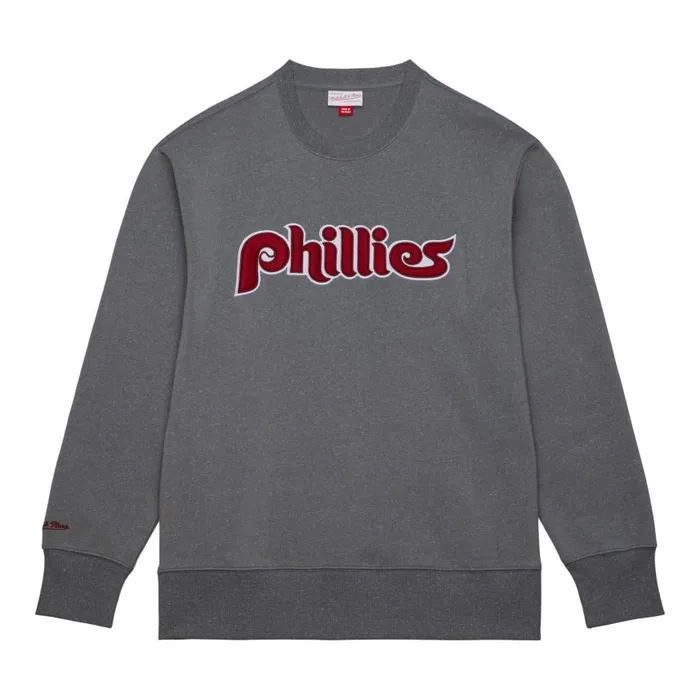 Mitchell and Ness Snow Washed Fleece Crew Philadelphia Phillies Men Hoodies and Sweatshirts Mitchell and Ness Snow Washed Fleece Crew Philadelphia Phillies Men Hoodies and Sweatshirts