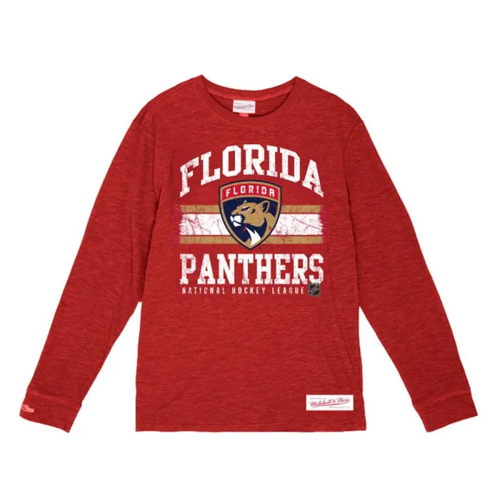 Mitchell and Ness Striped Logo Lockup Slub LS Tee Florida Panthers Men TShirts and Tops Mitchell and Ness Striped Logo Lockup Slub LS Tee Florida Panthers Men TShirts and Tops