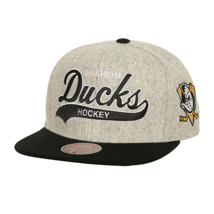 Mitchell and Ness Tailsweep 20 Melton Snapback Anaheim Ducks Men Hats and Headwear Mitchell and Ness Tailsweep 20 Melton Snapback Anaheim Ducks Men Hats and Headwear