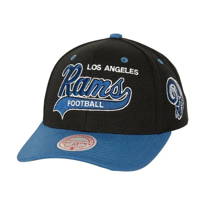 Mitchell and Ness Tailsweep 20 Pro Snapback Los Angeles Rams Men Hats and Headwear Mitchell and Ness Tailsweep 20 Pro Snapback Los Angeles Rams Men Hats and Headwear